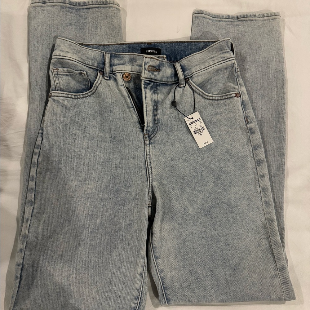 Express Women's Straight Leg Jeans in Light Blue